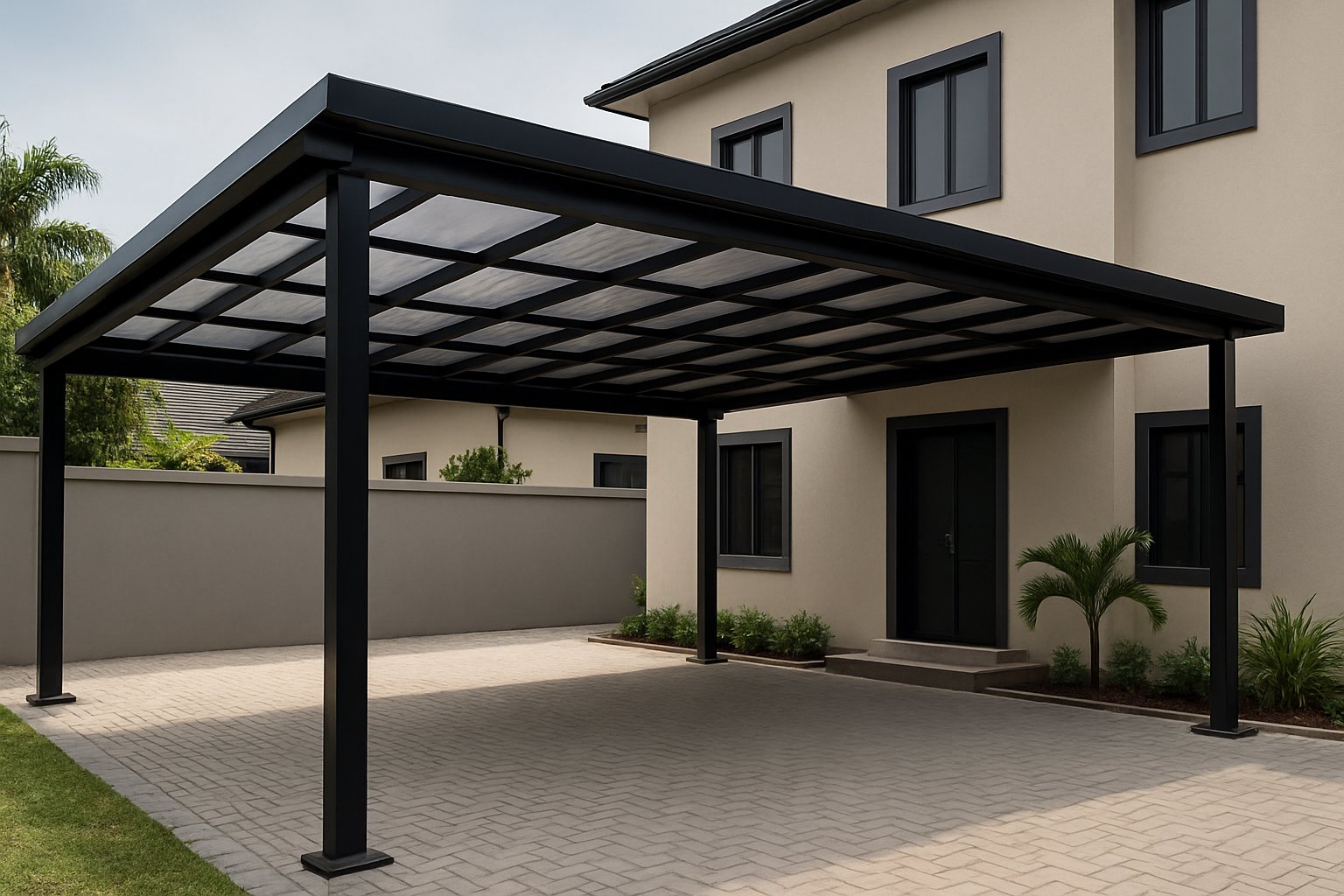Carport canopy frame — Ikeja driveway