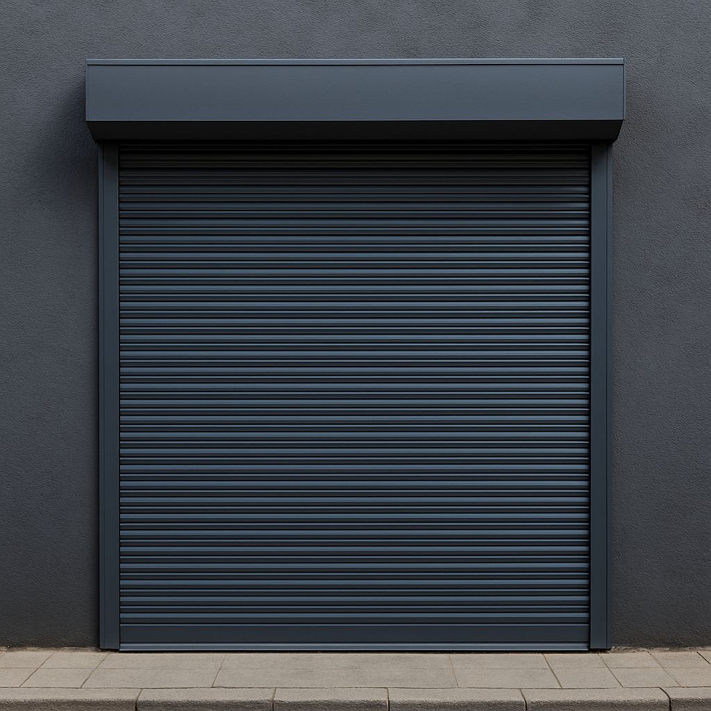 Roller shutter door (closed) — Ikeja shopfront
